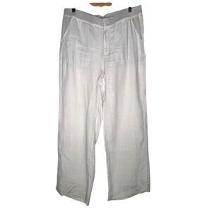XCVI Womens 100% Linen Pants Size Large Zip Up Casual Cream Lagenlook Light